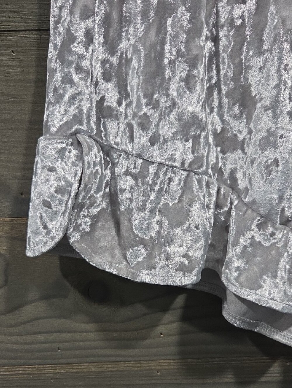 Victoria's Secret Crushed Velvet Ruffle Lounge Shorts - Light Silver - Picture 3 of 7